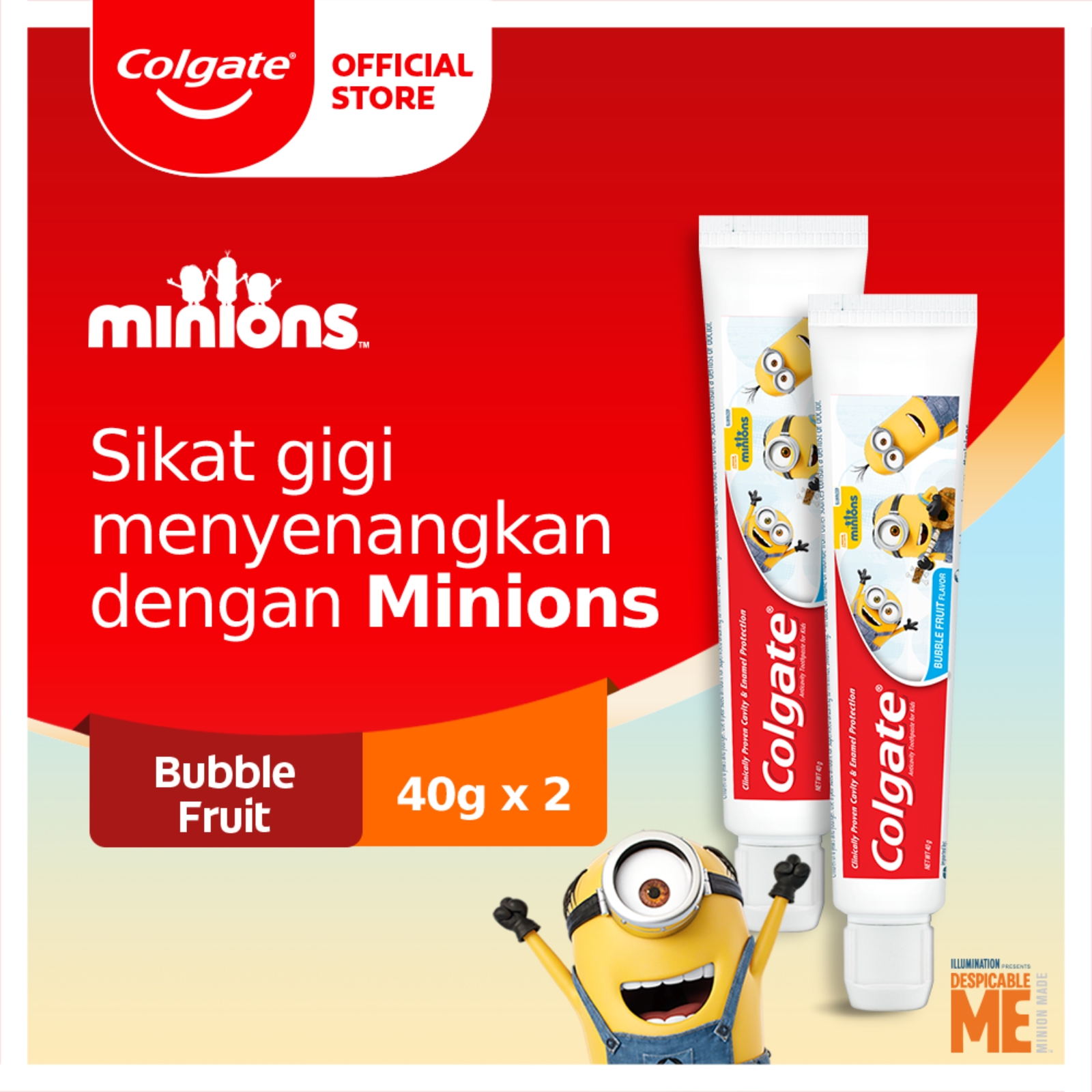 Colgate Kids Minions Toothpaste/Pasta Gigi 40 gr x 2