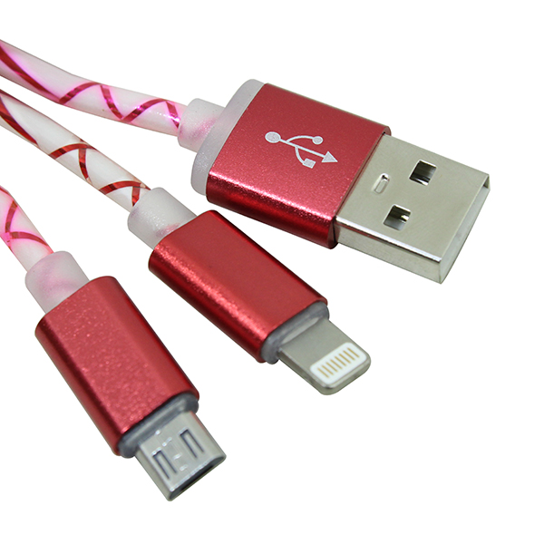 Kabel USB 2in1 20cm Knit Model Gantung Micro & Lightning-1KU2IN1K2MG