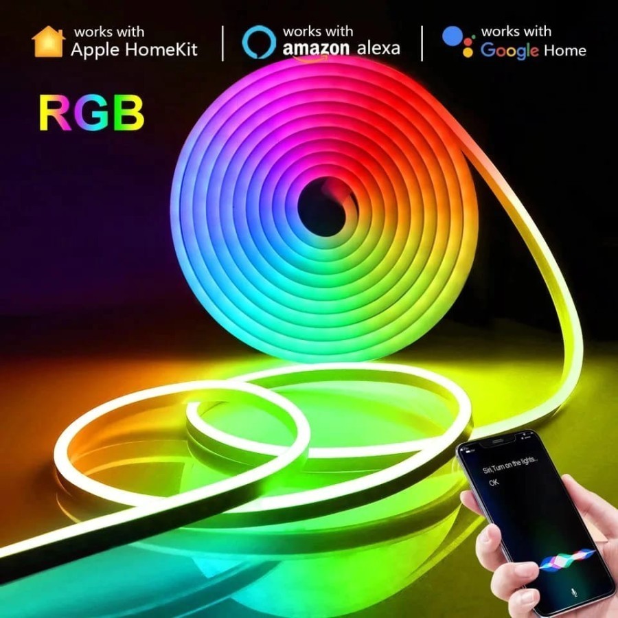 RGB 5M 10 M PAKET METER DC 12V/24V SENSOR SUARA LED NEON FLEX Remote Control LED + APP Control + Adaptor