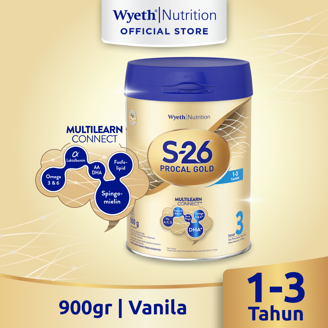 S-26 PROCAL GOLD Tahap 3 Vanila Susu Pertumbuhan Anak Usia 1-3 Tahun 900gr