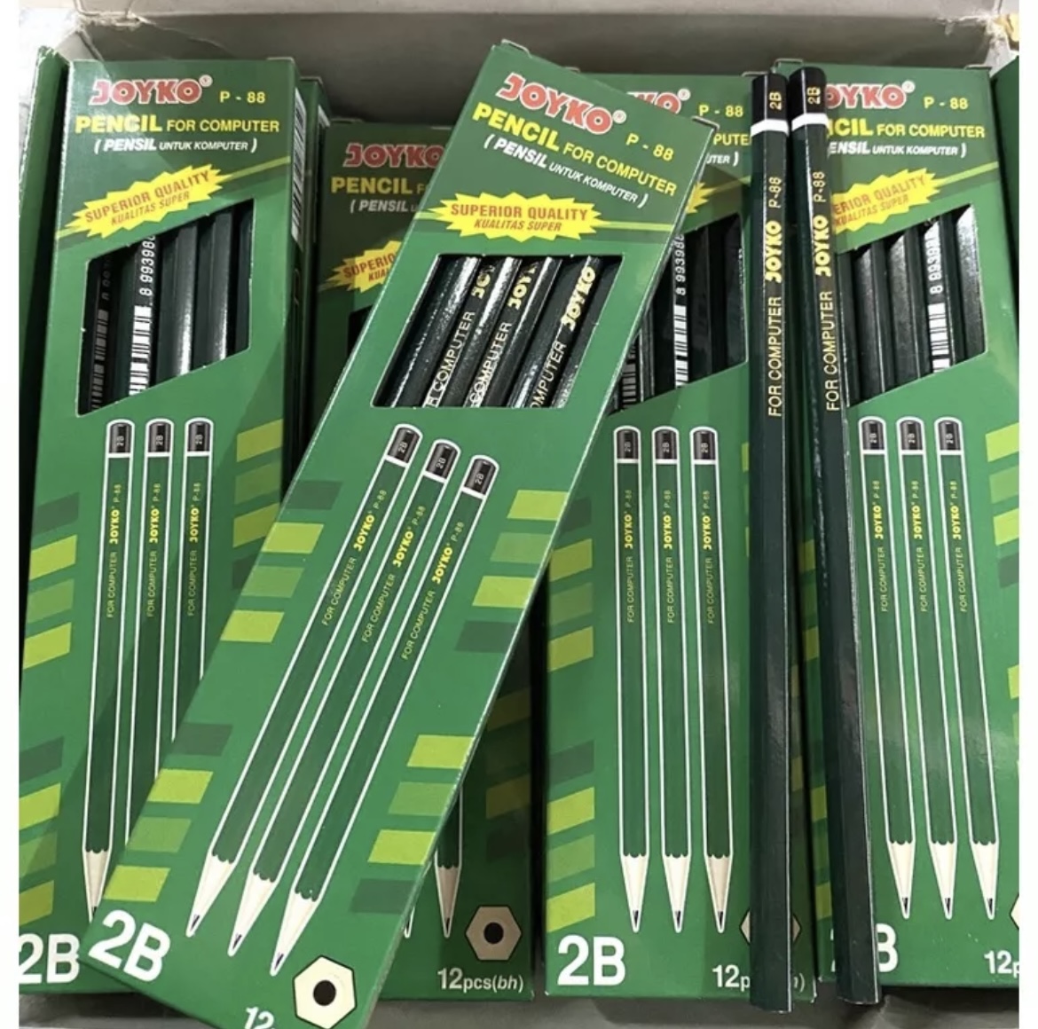 CTShopID Pensil 2B Hijau P88 1 Lusin isi 12 PCS