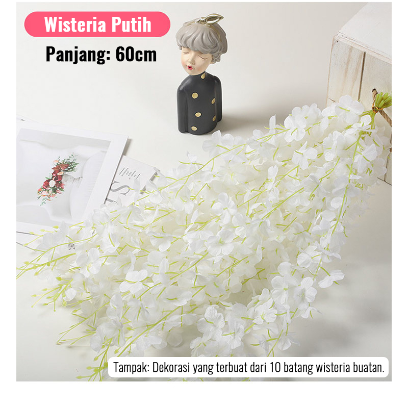 12PCS Bunga Wisteria Besar Premium Lusin