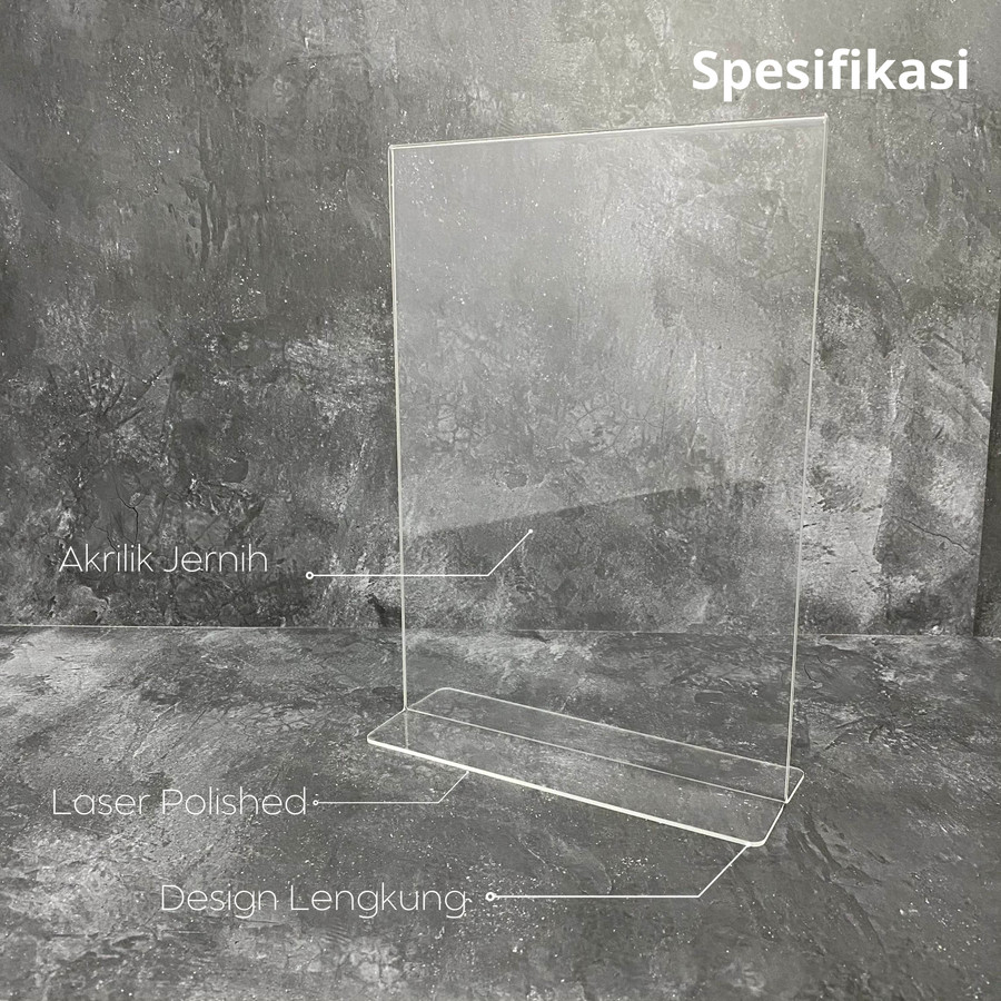 Akrilik / Acrylic Tempat Brosur / Stand Kode QR / Tent Card / Display A5 Type T Series 2 Sisi 1.5MM (COD)