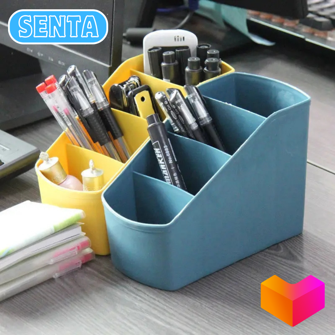 Senta - Rak Meja Atk Alat Tulis Pena Pensil Spidol 4 Sekat / Rak Meja Serbaguna Kotak Atk / Tempat Alat Tulis / Organizer Meja Kotak Laci Susun
