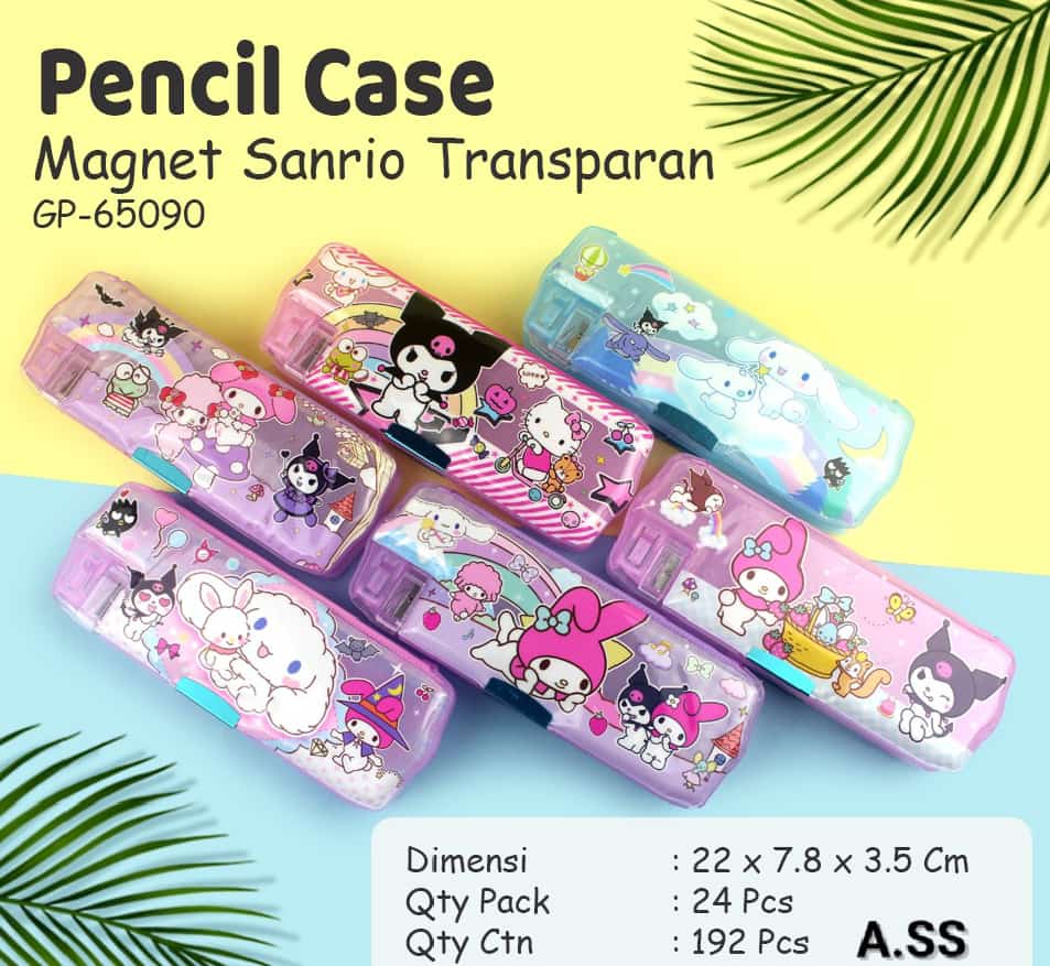 Kotak Pensil Magnet + Serutan Hellokitty Melody Cinnamoroll Pompompurin