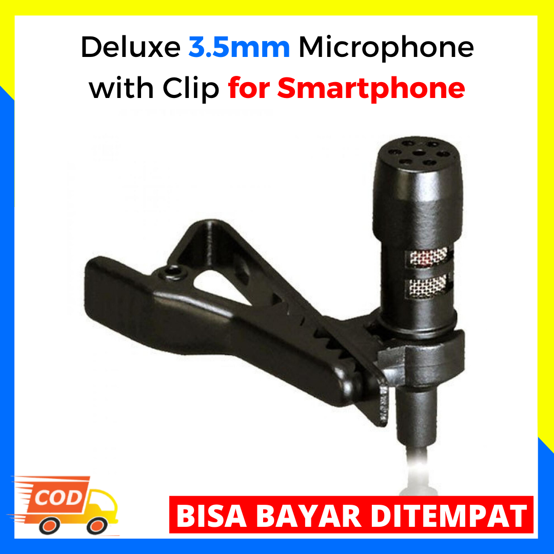 Deluxe 3.5mm Microphone with Clip for Smartphone / Mic dengan Clip Untuk Handphone / Alat Perekam Suar Untuk HP / MIkrofon Untuk Handphone / Alat Penangkap Suara / Mikrofon HP deluxe 3.5mm microphone with clip for smartphone / mic dengan clip untuk handphone / alat perekam suar untuk hp / mikrofon untuk handphone / alat penangkap suara / mikrofon hp