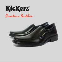 Sepatu Pantofel Kickers Casual Slop Black Formal Dinas Pria READY UKURAN BESAR JUMBO BIG SIZE 45 46 47 (Free kaos kaki)