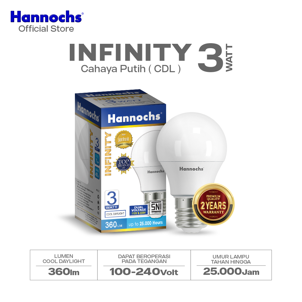 Hannochs Lampu Bohlam LED Infinity 3W Cahaya Putih