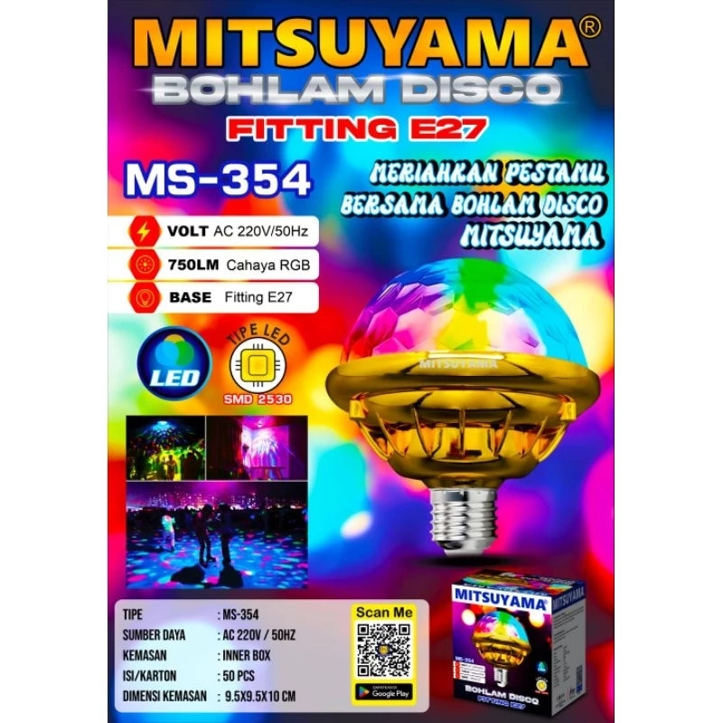 ms-354 Lampu Disco Magic Ball RGB / Bohlam Disko Lampu LED RGB E27 7WARNA LED / lampu warna warni