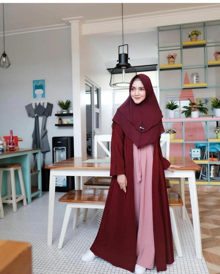 Baju Muslim Modern ELISA SYARI Bahan MOSSCRAPE Dapat GAMIS + KHIMAR Gamis Syari Set Khimar Terbaru 2021 Gamis Syari Remaja Simple Gamis Syar’i Wanita Jumbo BEST SELLER