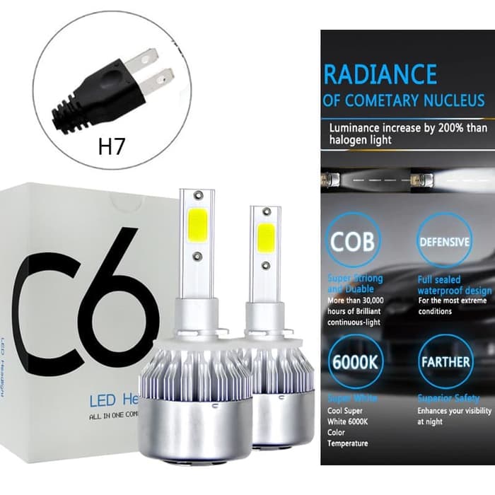 LAMPU LED HEADLAMP MOBIL C6 H4 / H7 / H11 DIAMOND VISION SUPER BRIGHT HIGH LOW