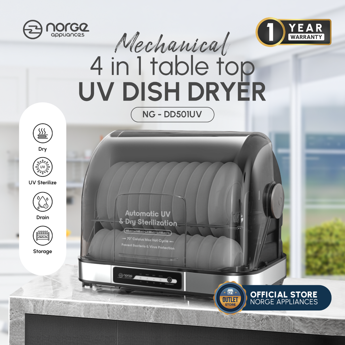 [TERMURAH] Norge 4 in 1 Table-top UV Dish Dryer| Sterilizer Alat Makan |Steril Botol Asi