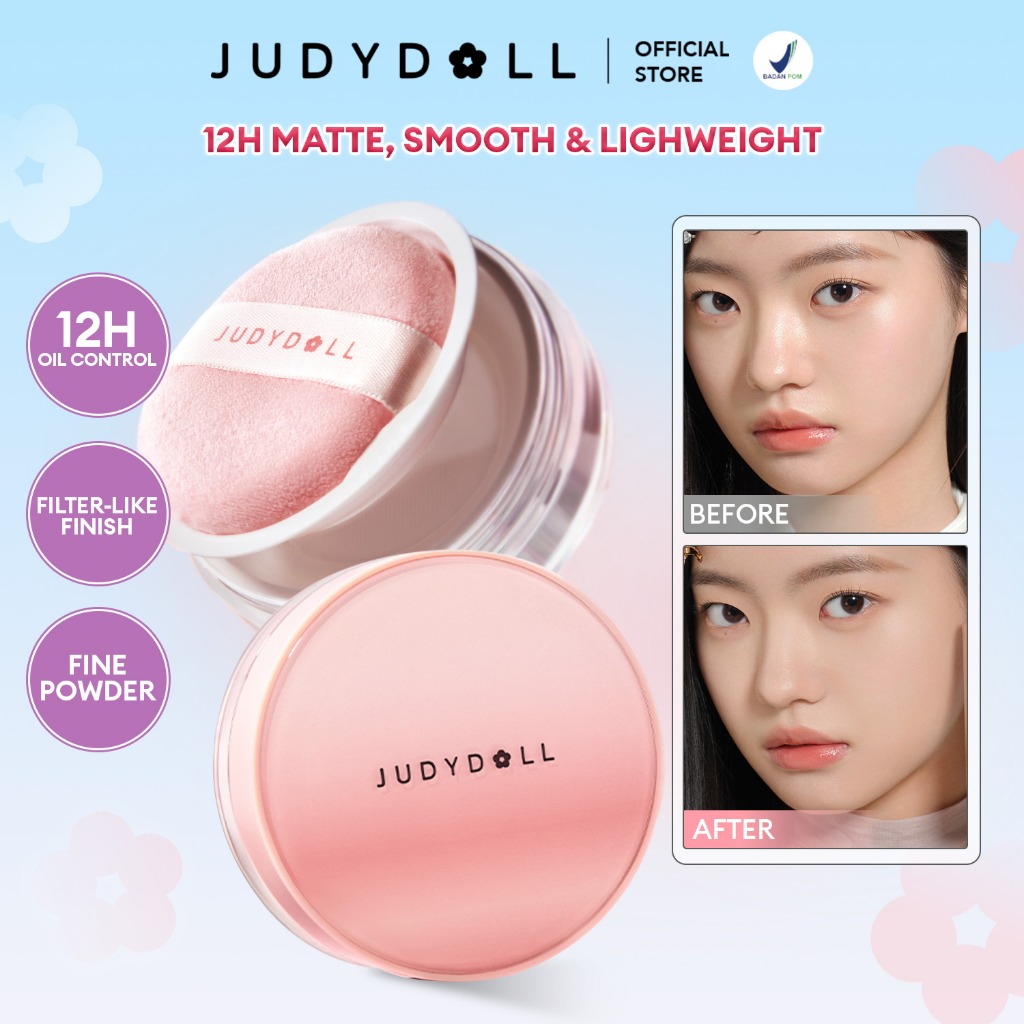 Judydoll Blurring Loose Powder - 12gr (Bedak Tabur Oil Control Matte Tahan Lama 12 Jam Smooth Tra...