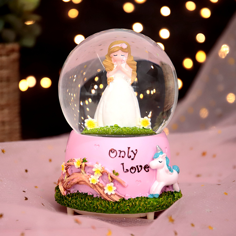 Bola Salju Gadis Lampu (Light + Auto Snow) / Girl Snowball / Bola Kristal Musik Salju Gadis / Snow Ball Girl