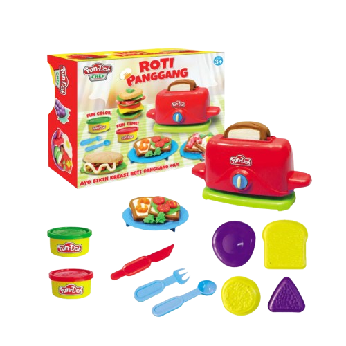 FunDoh Roti Panggang Mainan Cetakan Plastisin Lilin Clay Malam Mainan Edukasi Kreasi Seni Kreatifitas Anak Melatih Motorik Halus