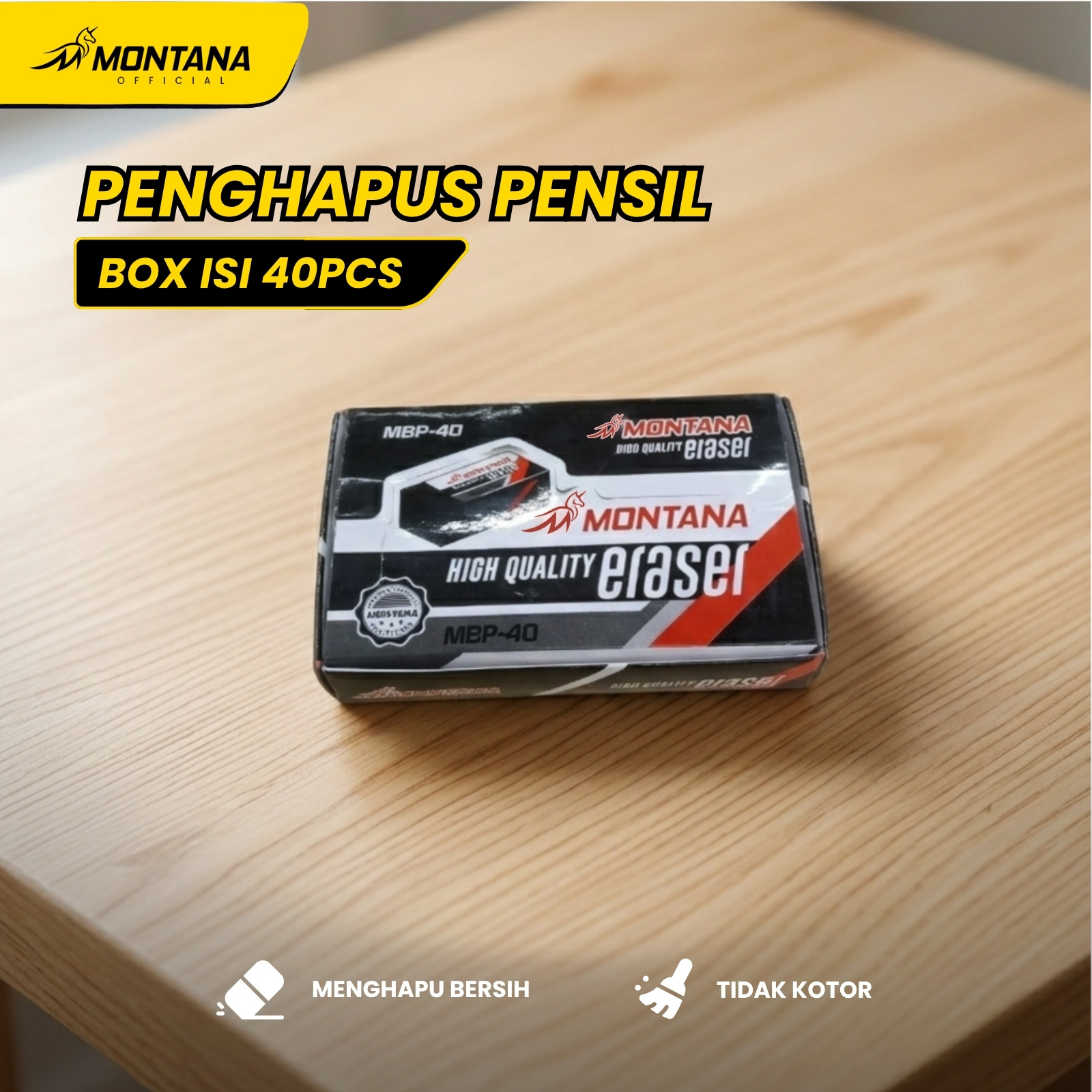 MONTANA Penghapus Pensil High Quality 40 Pcs Eraser Dust Free MB-40/Box Hitam