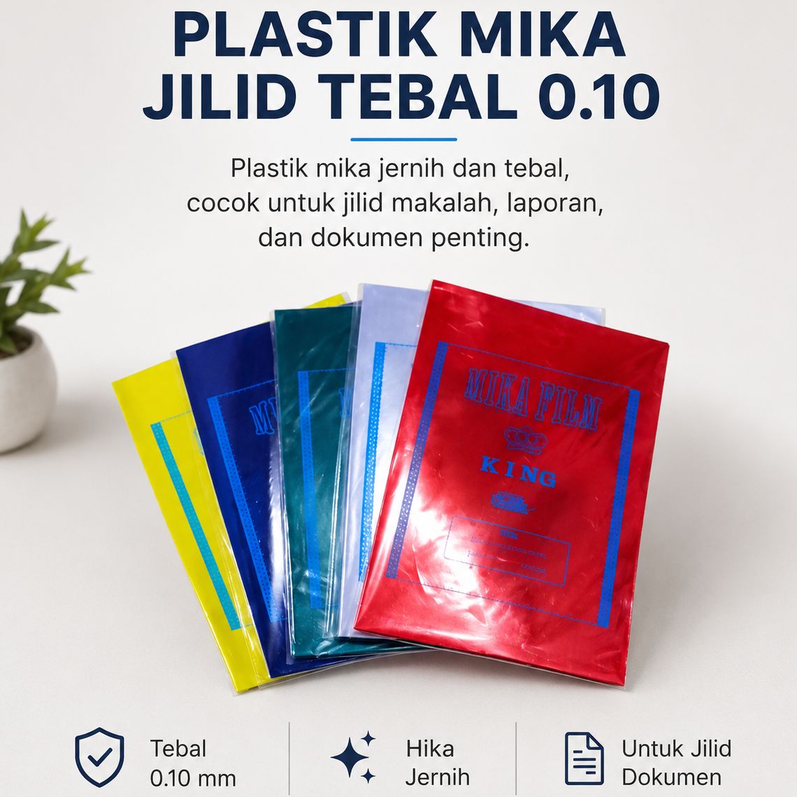 Plastik Mika Jilid 0.10 Mm Folio (TEBAL) Per 20 Lembar