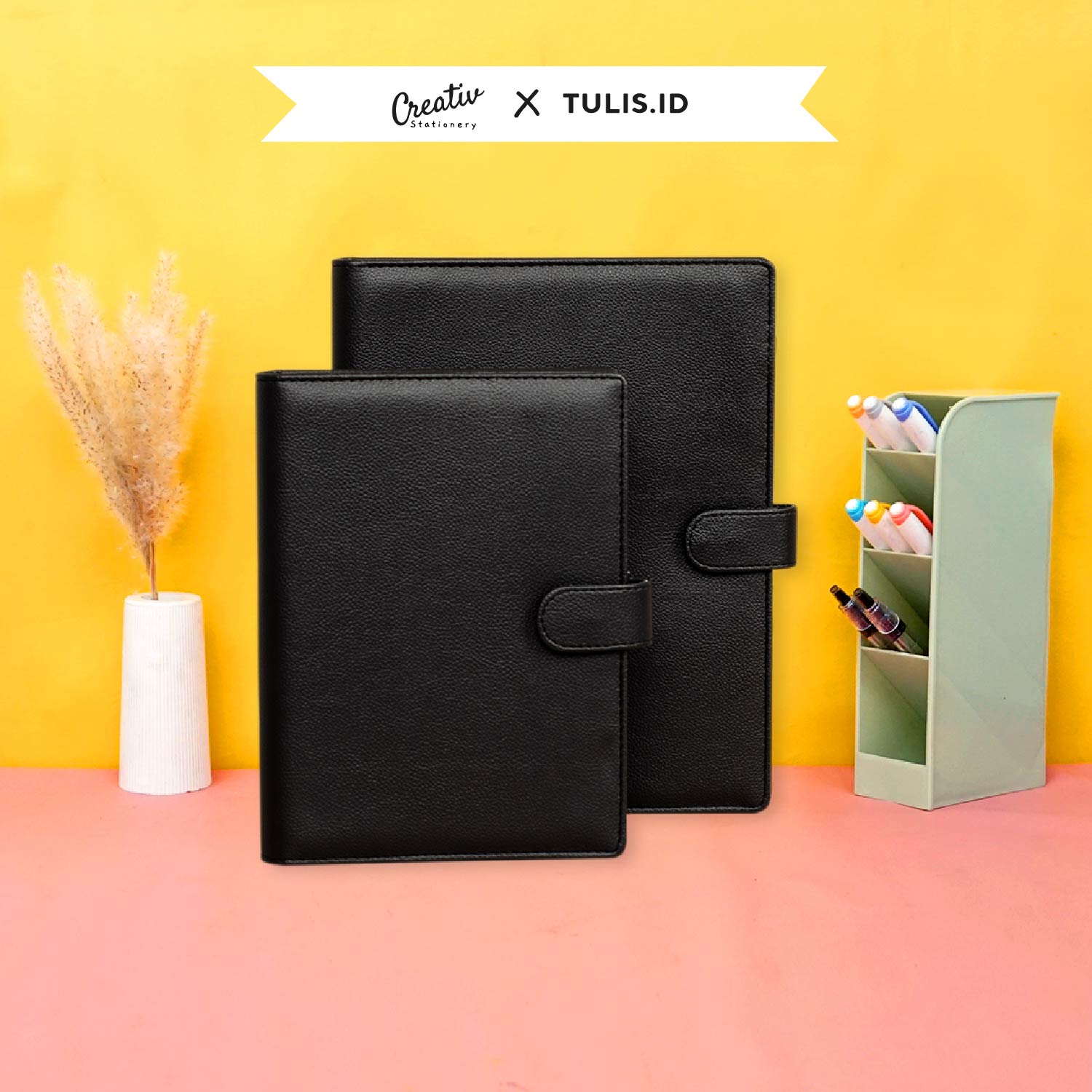[Tulis.Id] Premium Leather Binder A5 B5 Binder Kuliah INCLUDE Loose Leaf Agenda Eksklusif Polos 20 Ring 26 Ring