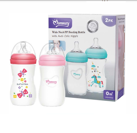 Paket Hemat 2 Botol Susu Bayi Wide Neck Plus Natural Nipple 120ml / 240ml / 330ml MomEasy / Dot Bayi BPA Free