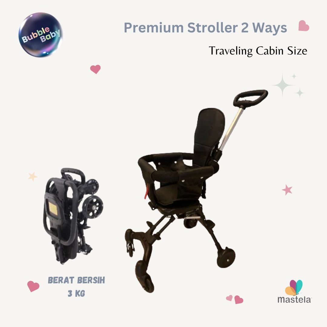 MASTELA Stroller Bayi Lipat Kereta Dorong Bayi 2 Arah Travelling Cabin Size
