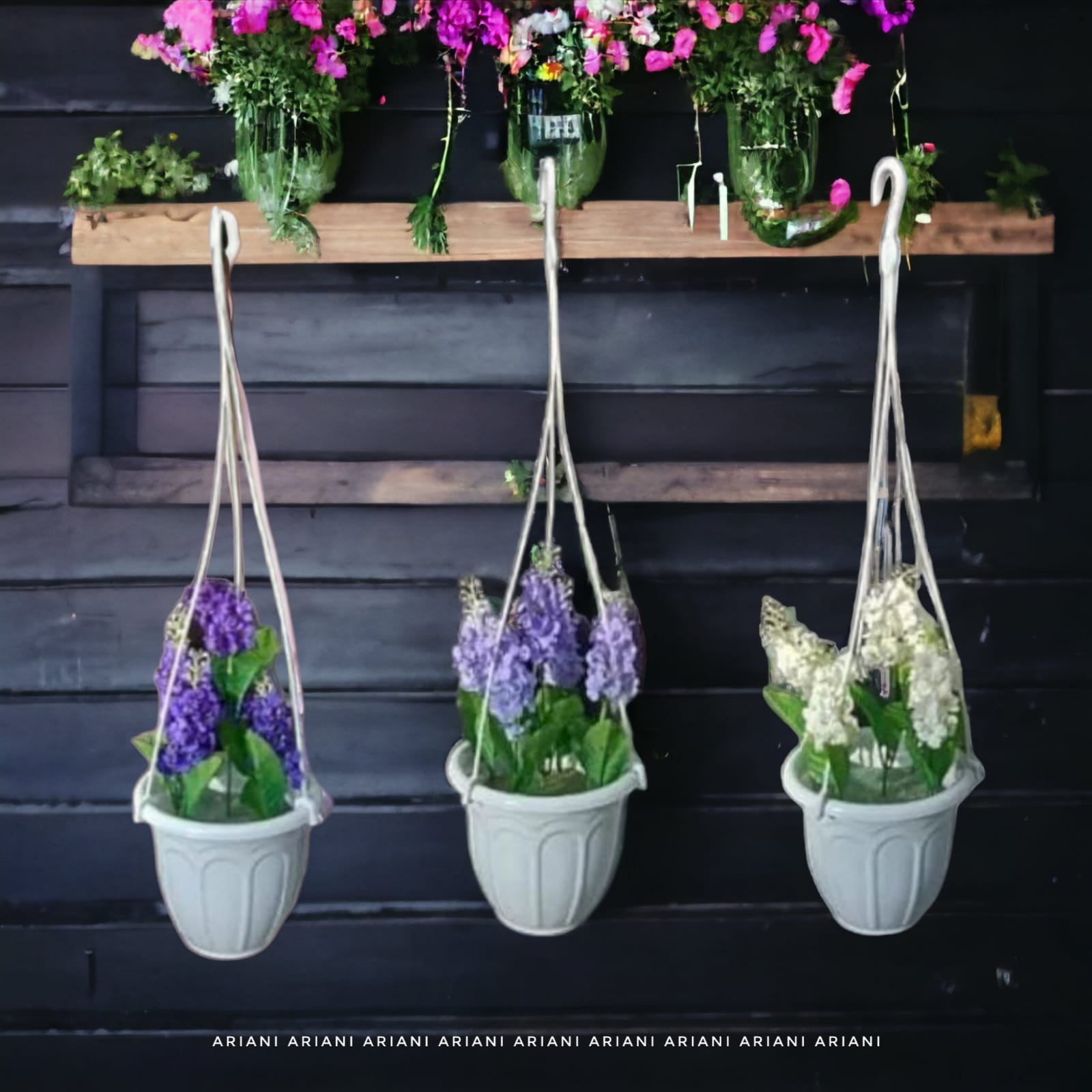 ARIANI1318 SET BUNGA PLASTIK SNAPDRAGON DENGAN POT GANTUNG RANTAI