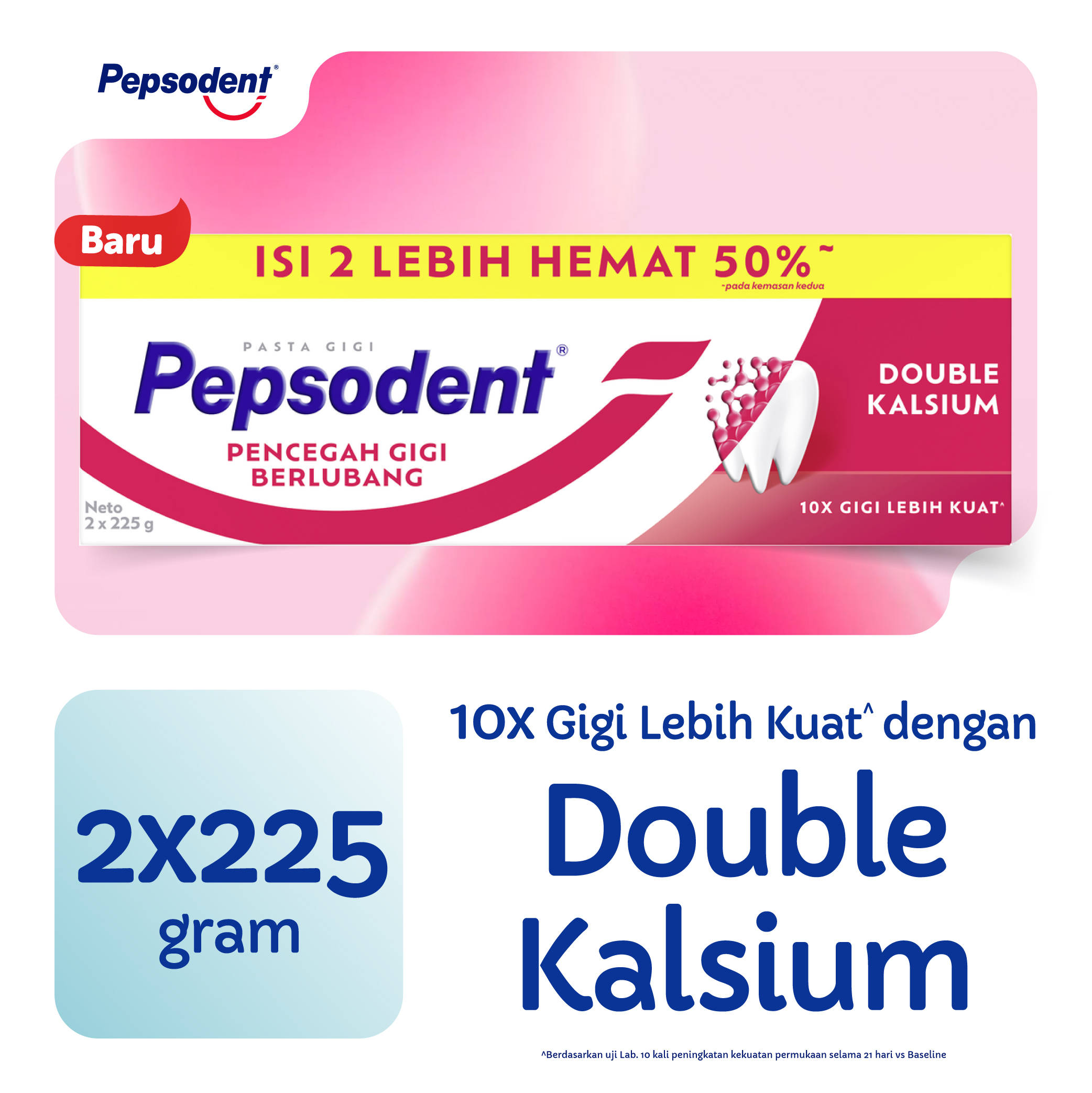 Pepsodent Pasta Gigi Pencegah Gigi Berlubang Valuepack 2x225gr - Anti-cavity Toothpaste dengan Do...