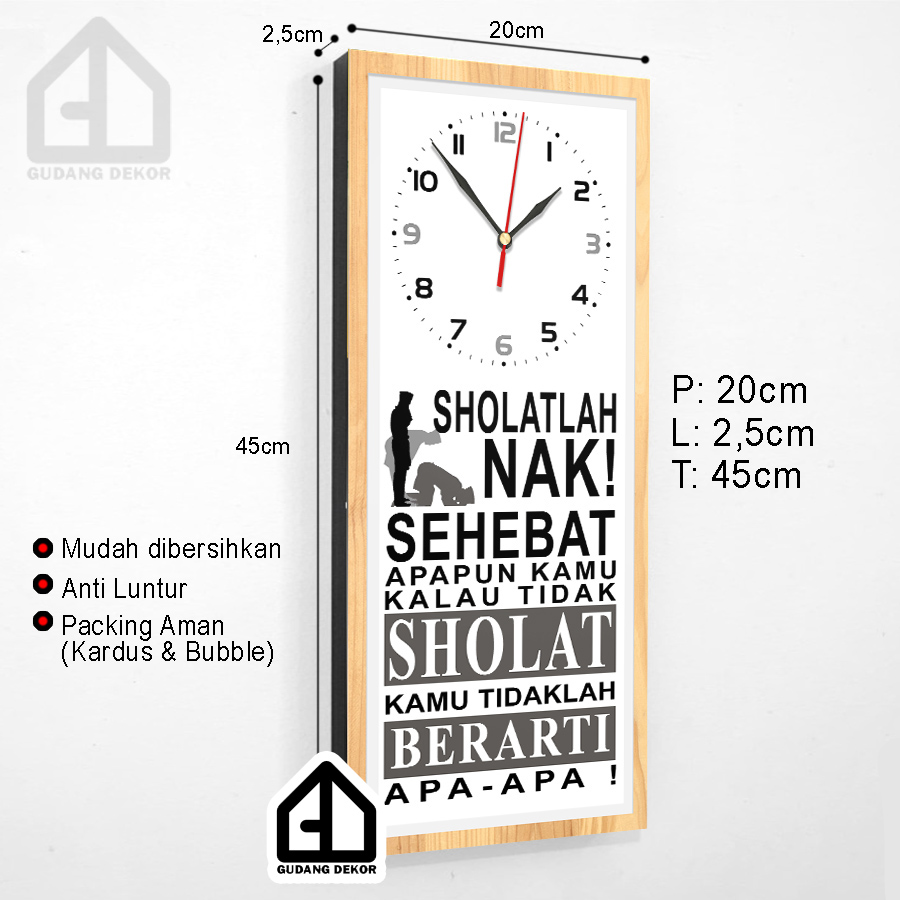 Jam Dinding islami Solatlah Nak Hiasan Dekorasi Dinding Motivasi solat ukuran besar minimalis