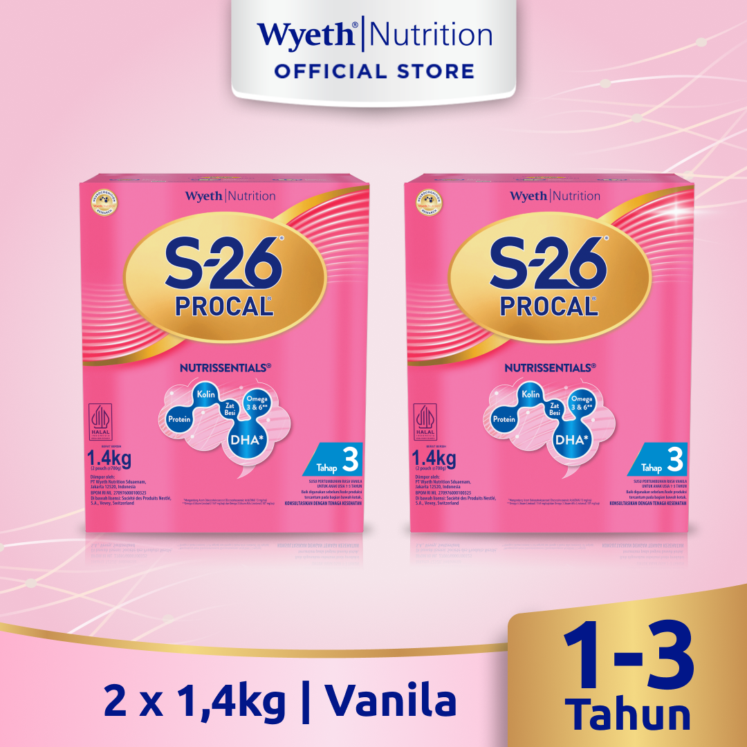 [Paket isi 2] S-26 Procal Tahap 3 Vanila Susu Pertumbuhan Anak Usia 1-3 Tahun 1400gr