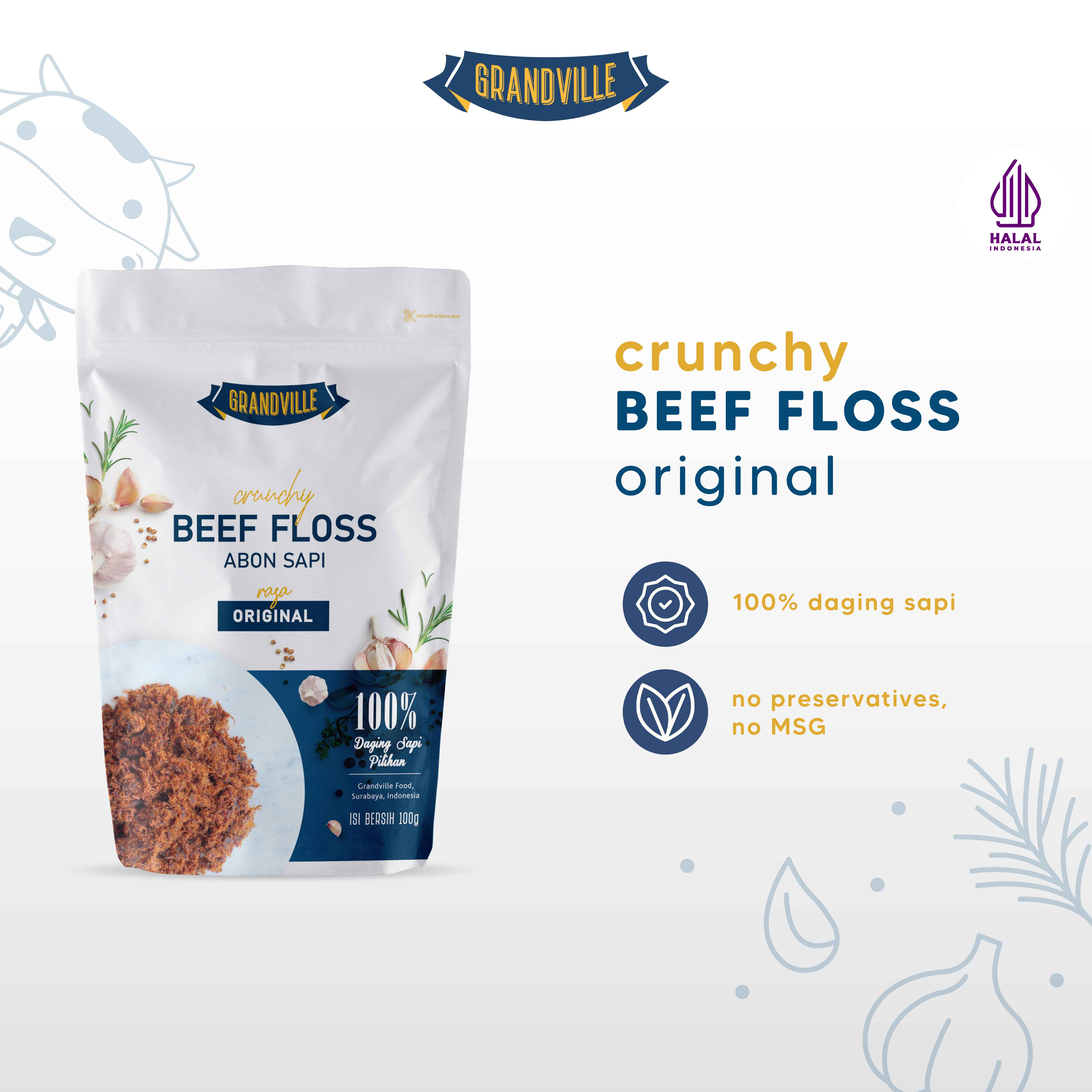 Grandville Abon Sapi Crunchy Halal Single Pack Original - Aman untuk anak usia MPASI