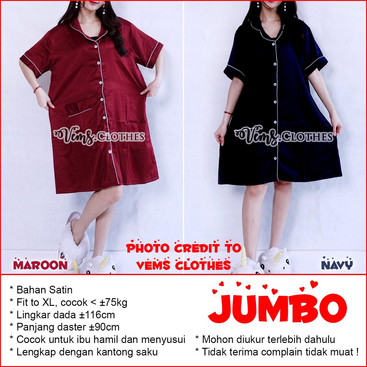 Daster Jumbo Satin Piyama Baju tidur Jumbo Fit To XL MARUNO daster jumbo satin piyama baju tidur jumbo fit to xl maruno