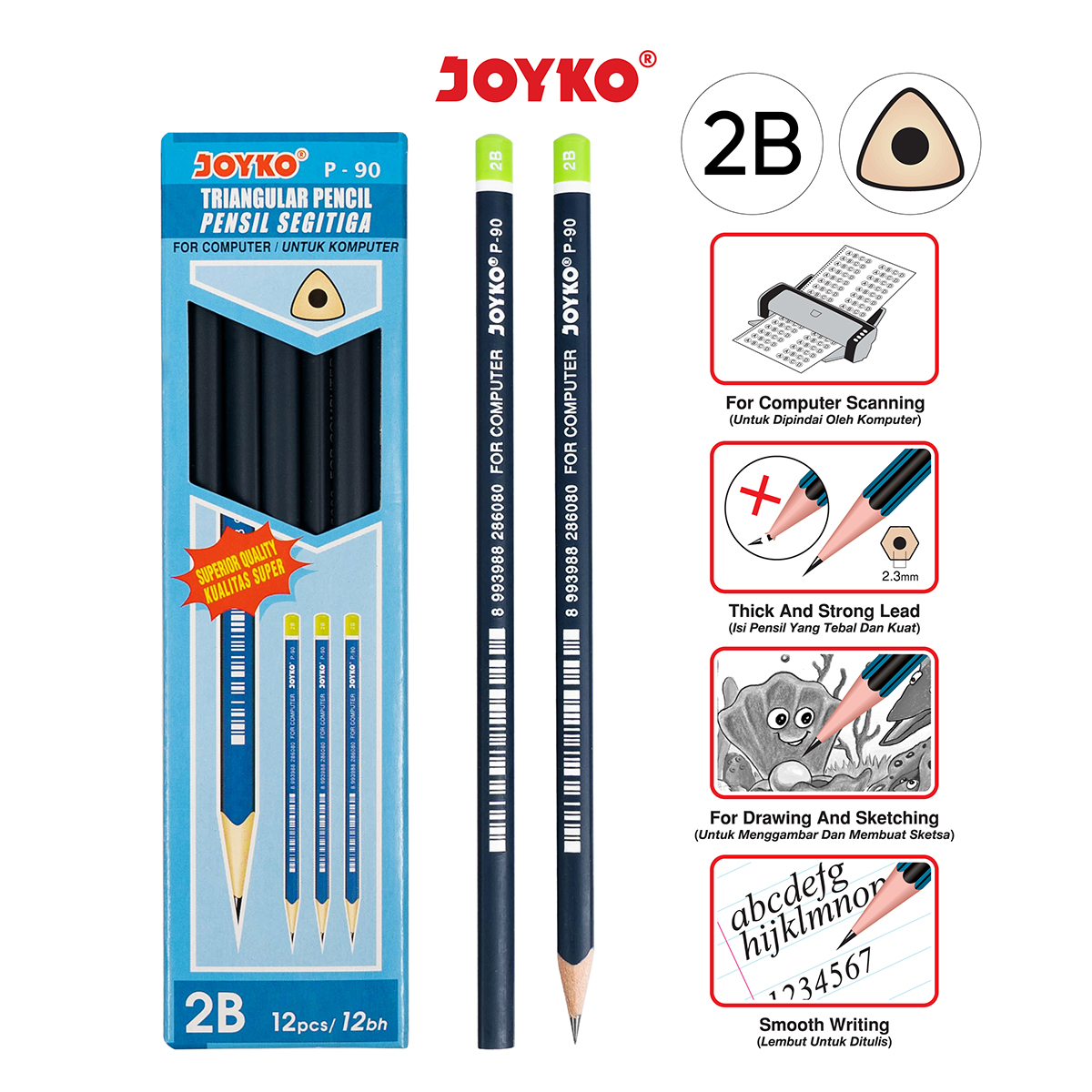 Pencil Pensil Joyko P-90 2B 1 BOX 12 PCS