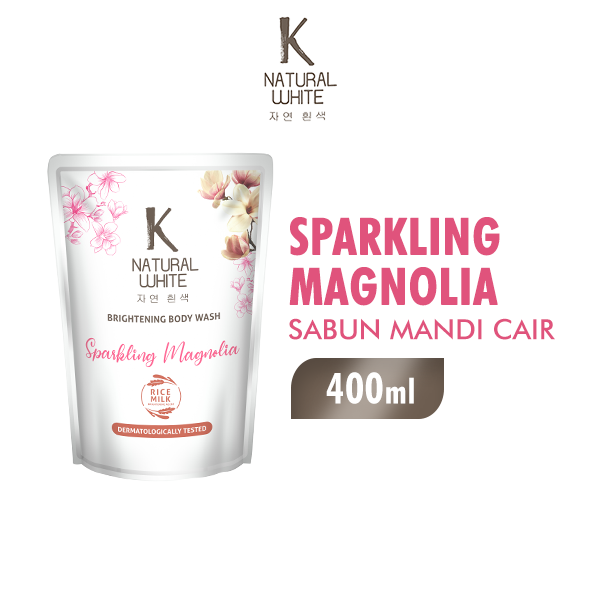 K NATURAL WHITE Sabun Mandi Cair Sparkling Magnolia Pouch 400ml