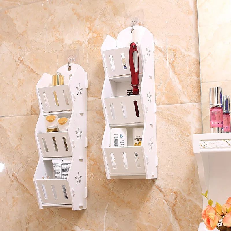 Rak dinding gantung Shabby chic 3 sekat Rack kosmetik vintage Serbaguna rak pajangan toilet kamar