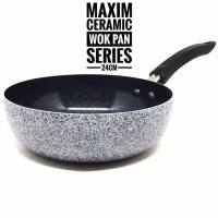 Maxim Neostone Deep Wok Marble Ceramic Wajan Penggorengan 24 Cm