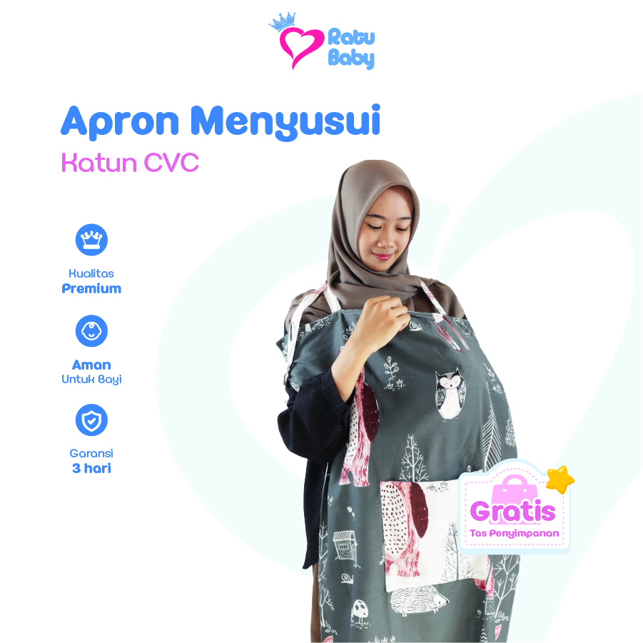 Ratu Baby - Apron Menyusui Kain Katun CVC UK 75 x 85 CM
