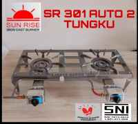 Kompor SUN RISE tipe 301 auto 2 tungku gas bodi cor sunrise  mata SNI