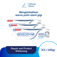 Sensodyne Toothpaste Pasta Gigi Sensitif Repair & Protect Memperbaiki Secara Menyeluruh + Gigi Putih Alami Whitening 3x100gr [TRIPLEPACK]