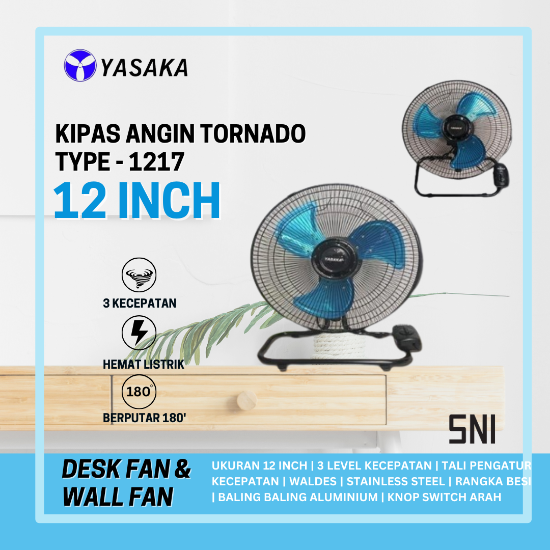 Kipas Angin Tornado 12 inci Yasaka Type-1217 I Stainless steel
