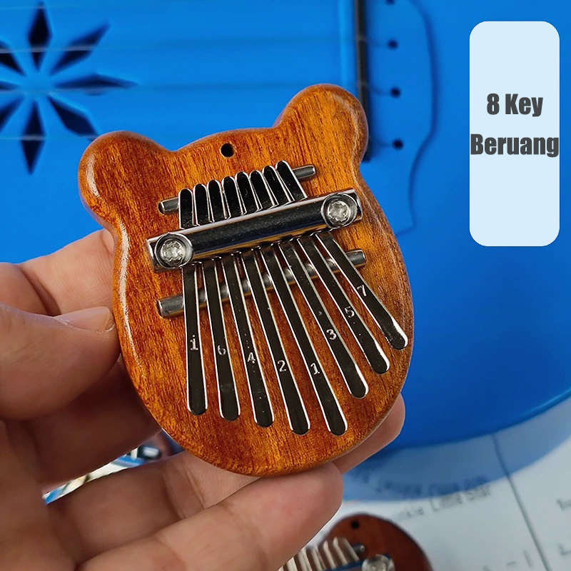 Kalimba Mini Piano Jari 8 Keys Alat Musik Thumb Piano Bahan Kayu Akrilik Kristal Transparan