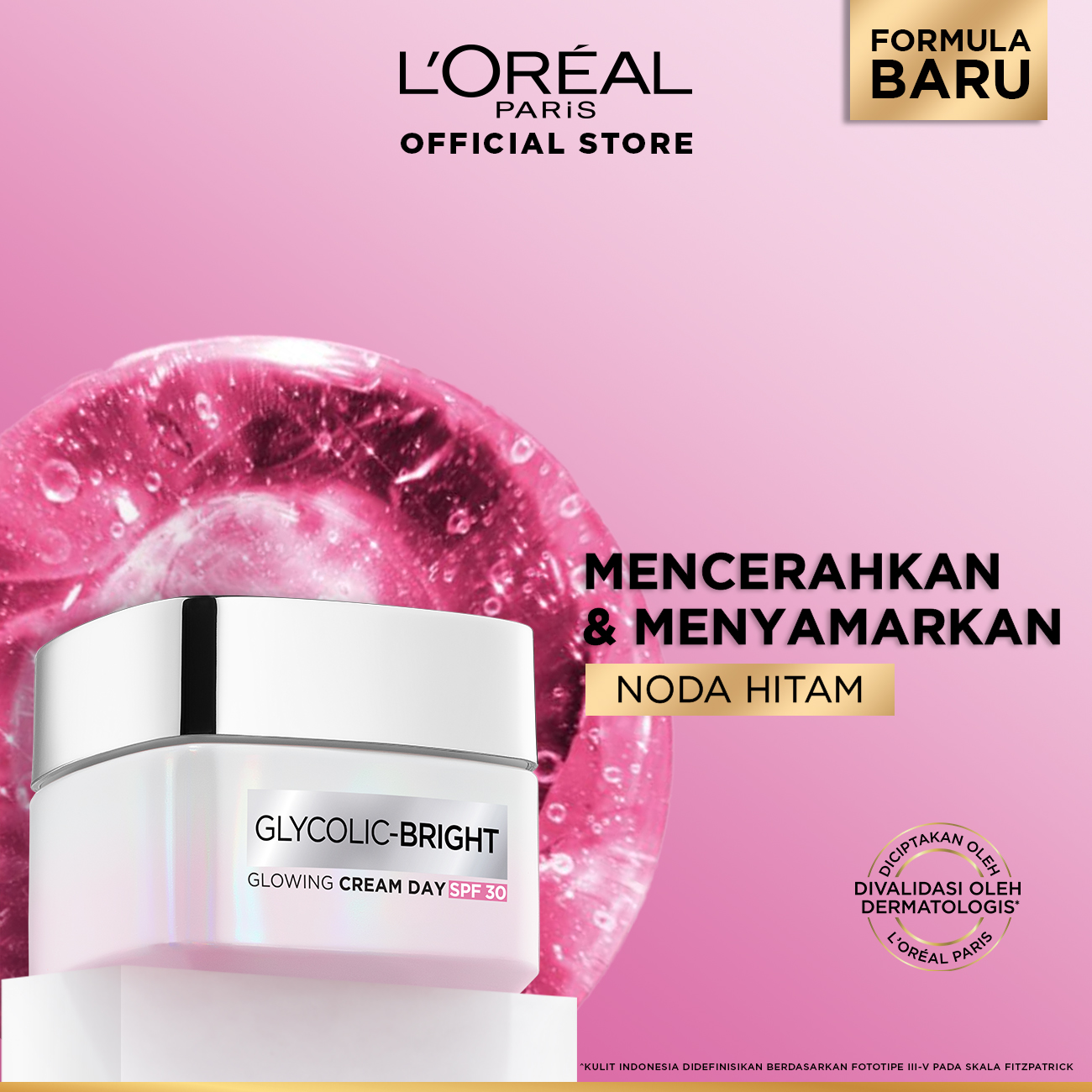 LOreal Paris Glycolic Bright Glowing Day Cream SPF17/18 - Krim Siang Pelembab Loreal Glyco Acid A...