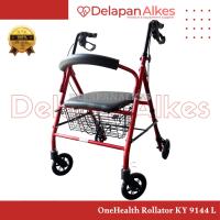 OneHealth Rollator KY 9144L Troli Duduk Walker Kursi Keranjang Alat Bantu Jalan Lansia Orang Tua