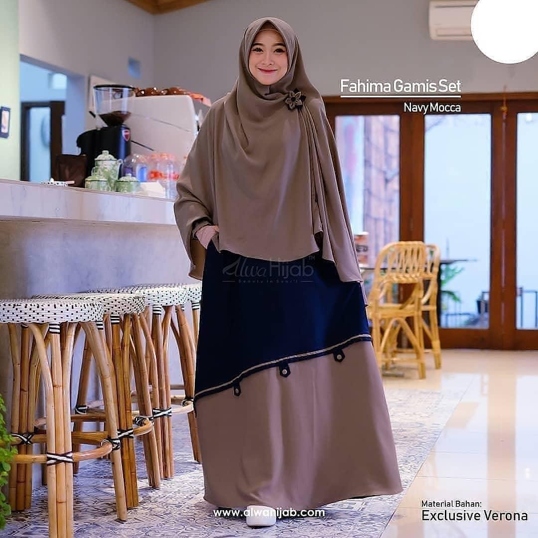 Baju Muslim Modern FAHIMA SYARI Bahan MOSSCRAPE Dapat GAMIS + KHIMAR Gamis Syari Set Khimar Terbaru 2021 Gamis Syari Remaja Simple Gamis Syar’i Wanita Jumbo BEST SELLER