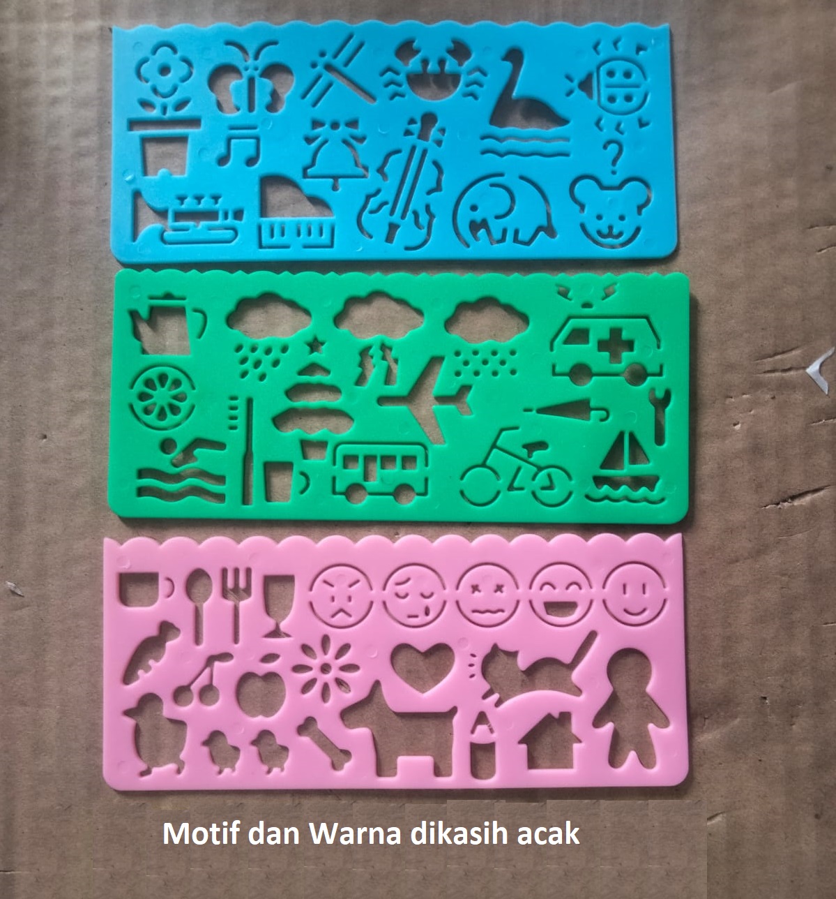 3pcs Penggaris Pengaris Plastik Untuk Gambar Pola Bentuk Stationary Alat Tulis ST0022