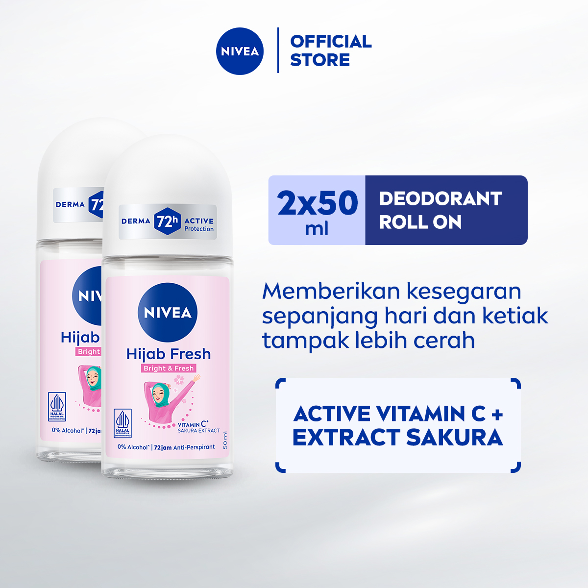 (PAKET HEMAT ISI 2) NIVEA Deodorant Roll On Brightening Hijab Fresh 50ml - Deodoran wanita hijab ...