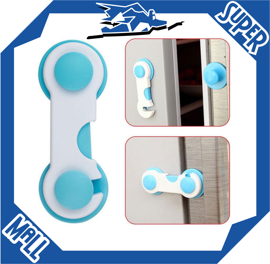 SUPERMALL Pengaman Laci Lemari Pengait Pintu Penahan Kulkas Pengunci Furniture Pelindung Bayi Baby Safety Lock R518