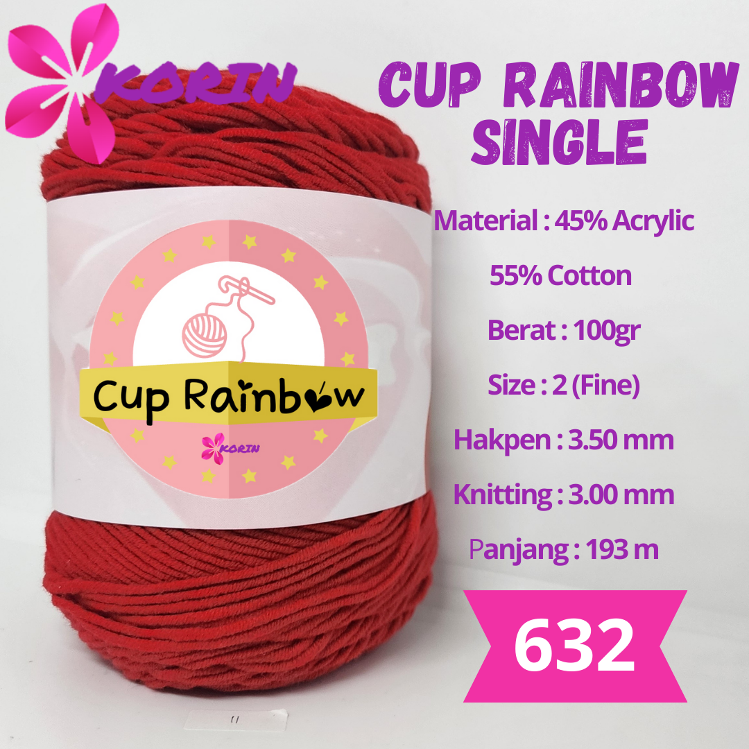 Benang Rajut Cup Rainbow Polos / Milk Cotton Yarn 5ply/ Katun Akrilik / Crochet Knitting Cotton Acrylic Yarn [100gr]