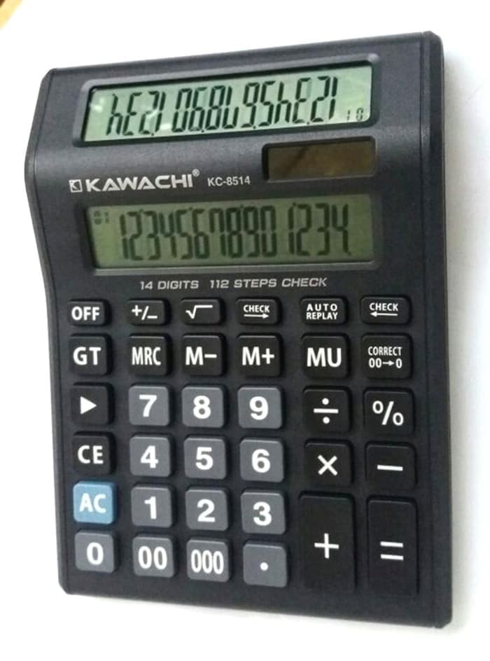Kawachi Calculator Kalkulator 2 layar 14 Digit - KC8514 Original