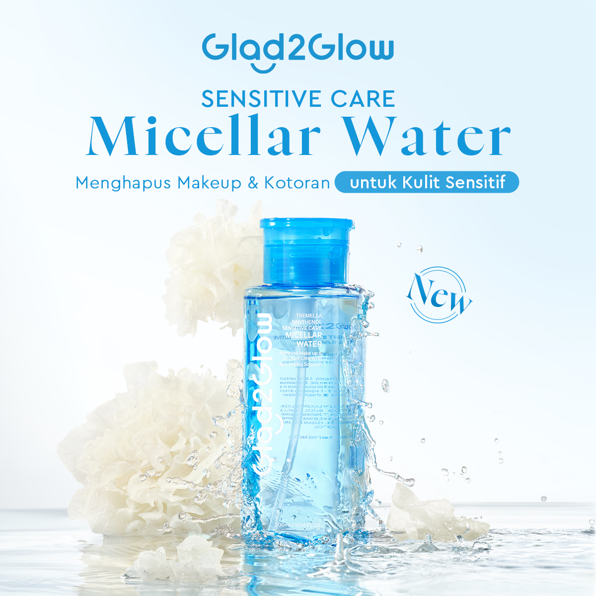 Micellar Water Glad2Glow Cherry Blossom Betaine Micellar Water 300ml Makeup Remover G2G Pembersih...