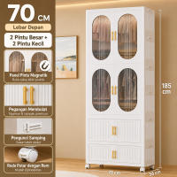 SALVO Lemari Pakaian Plastik Lipat 70cm Roda 360° Lebar 70CM Jumbo Gantung Susun Almari Pakaian Besar