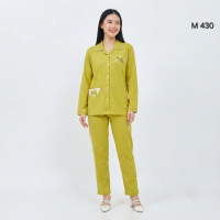 Piyama PP Dewasa Lengan Panjang - Celana Panjang All Size Kancing Full Anne Claire Exclusive Kaos Wanita